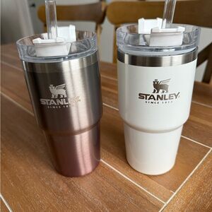 Stanley Travel Tumbler Set of Two 20oz Cups - Shiny White and and Champagne